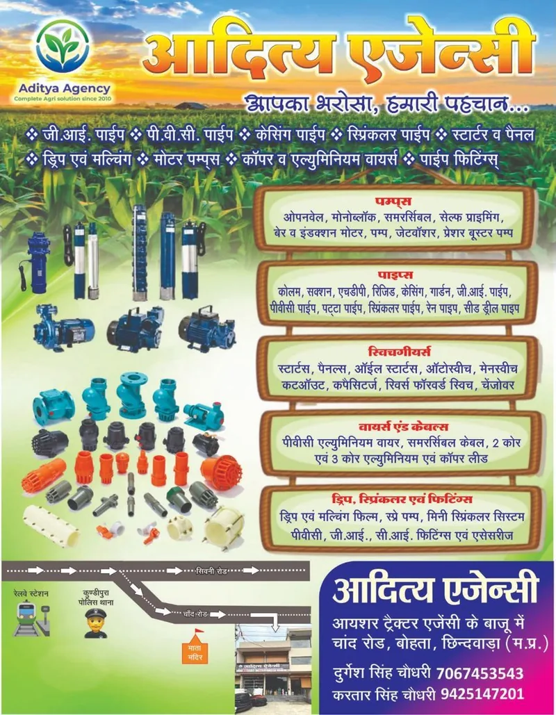 Agricultural Pumps and Pipes Product Range Poster